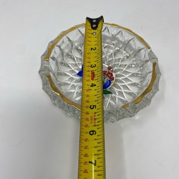 Vintage Glass Ashtray Hand-painted with Gold Rimmed Edges - Picture 4 of 5